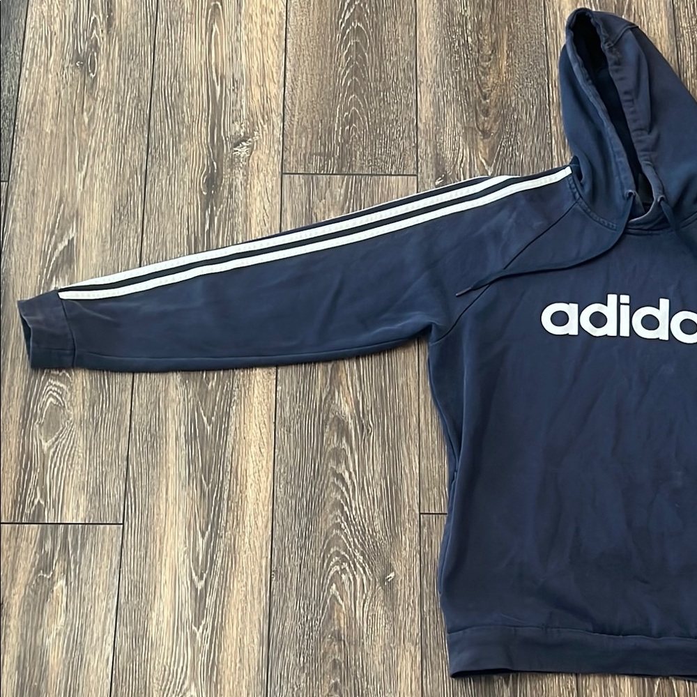Adidas Navy Blue Hoodie Mens Large - Picture 2 of 15